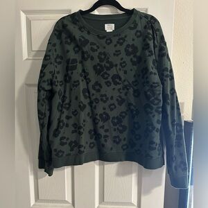 RVCA green leopard sweater size large